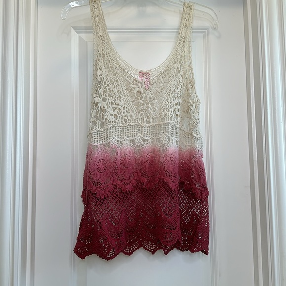 Crochet tank top ombré pink and cream top size small - Picture 3 of 3